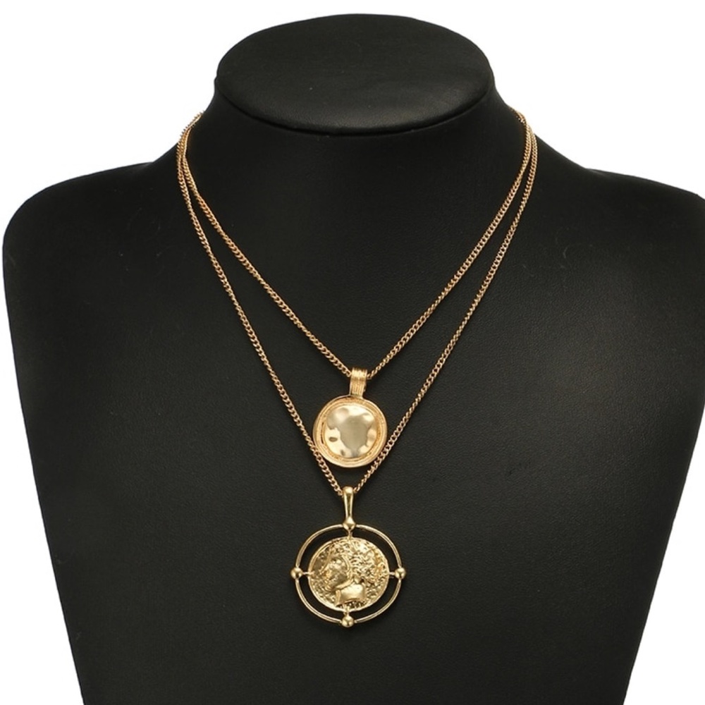 Medallion Coin Layered Necklace - Picture 5 of 7